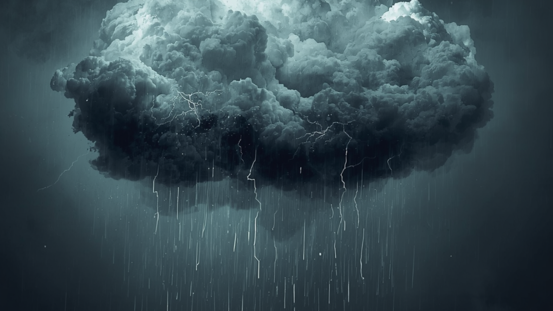 ciemnoszara burzowa chmura z deszczem i błyskawicami